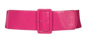 evogues plus size wide patent leather fashion belt pink - one size plus