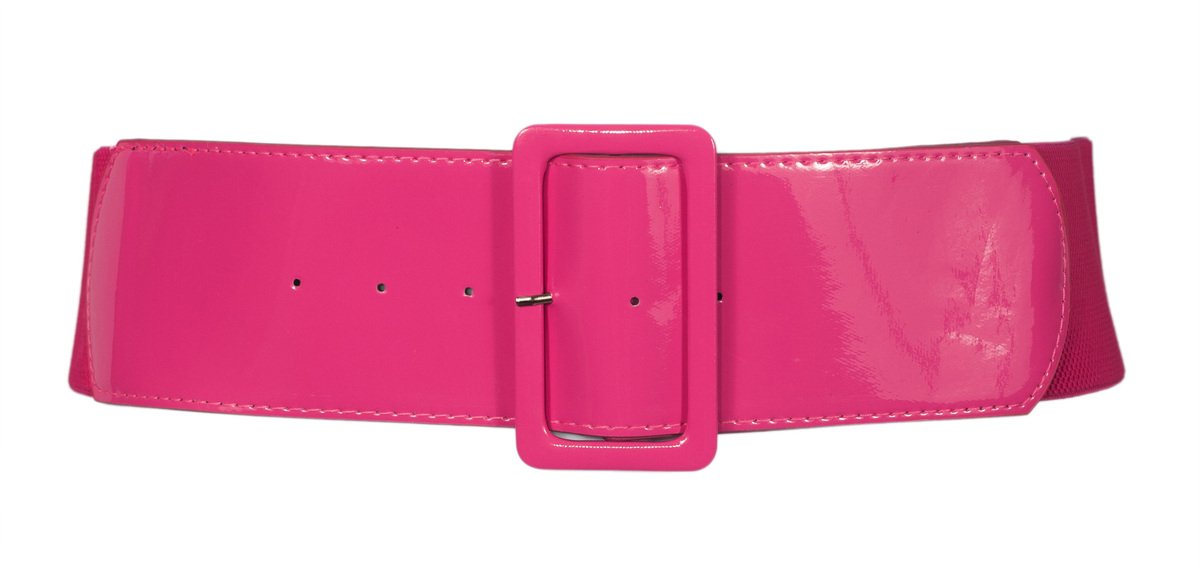 eVogues Plus Size Wide Patent Leather Fashion Belt Pink - One Size Plus