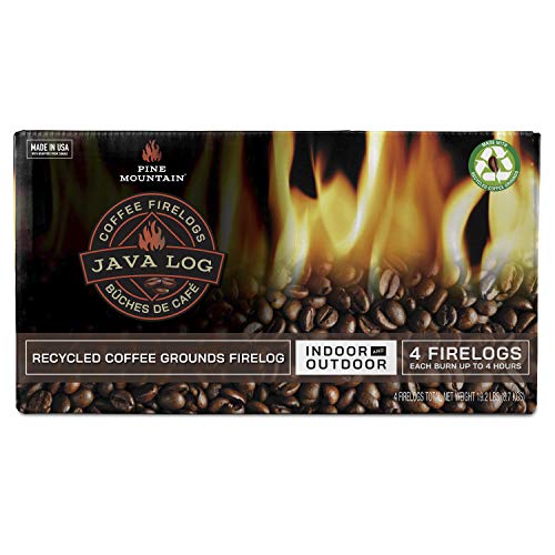 Pine Mountain 4152501471 Java-Log Firelog, 4-Hour Burn Time, Recycled Coffee Grounds, 4 Logs