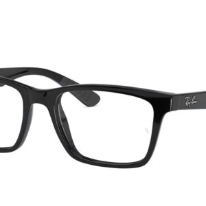 Ray-Ban RX7025 Square Prescription Eyeglass Frames, Black/Demo Lens, 53 mm