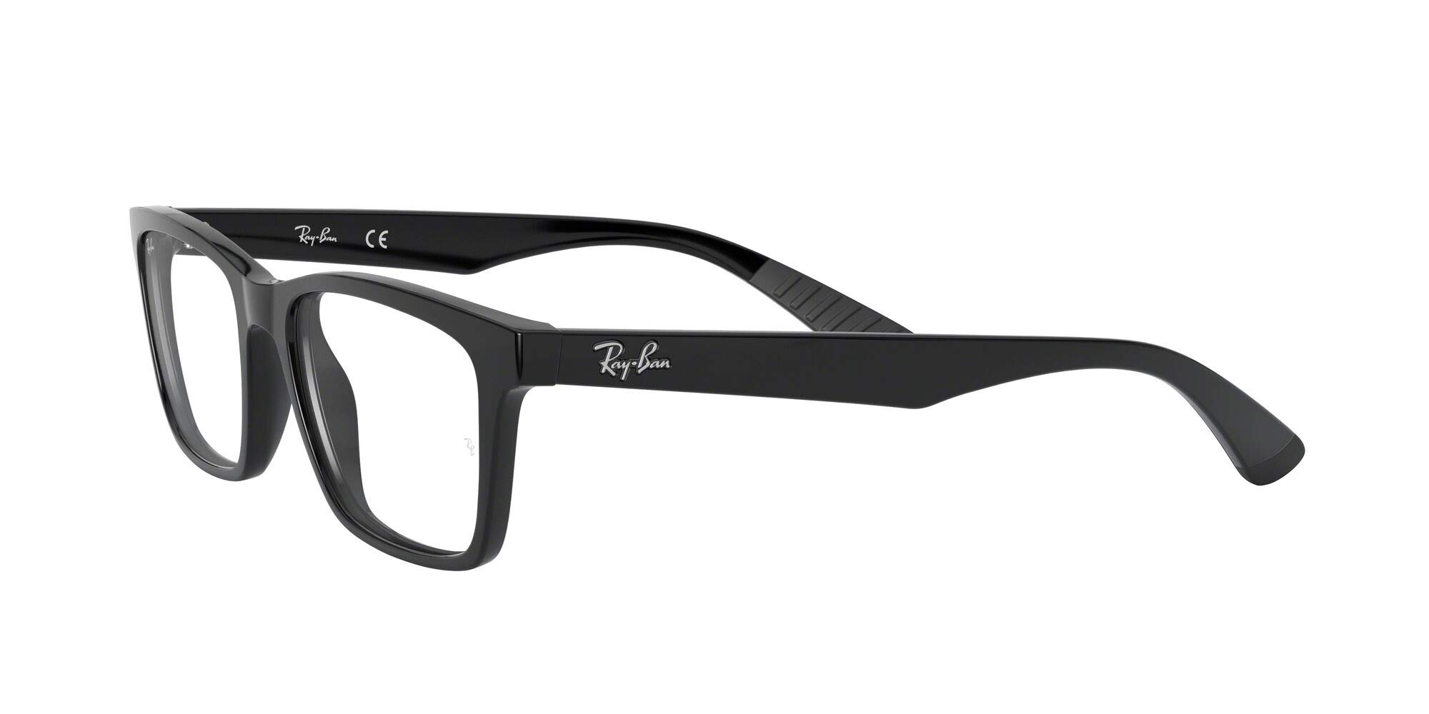 Ray-Ban RX7025 Square Prescription Eyeglass Frames, Black/Demo Lens, 53 mm