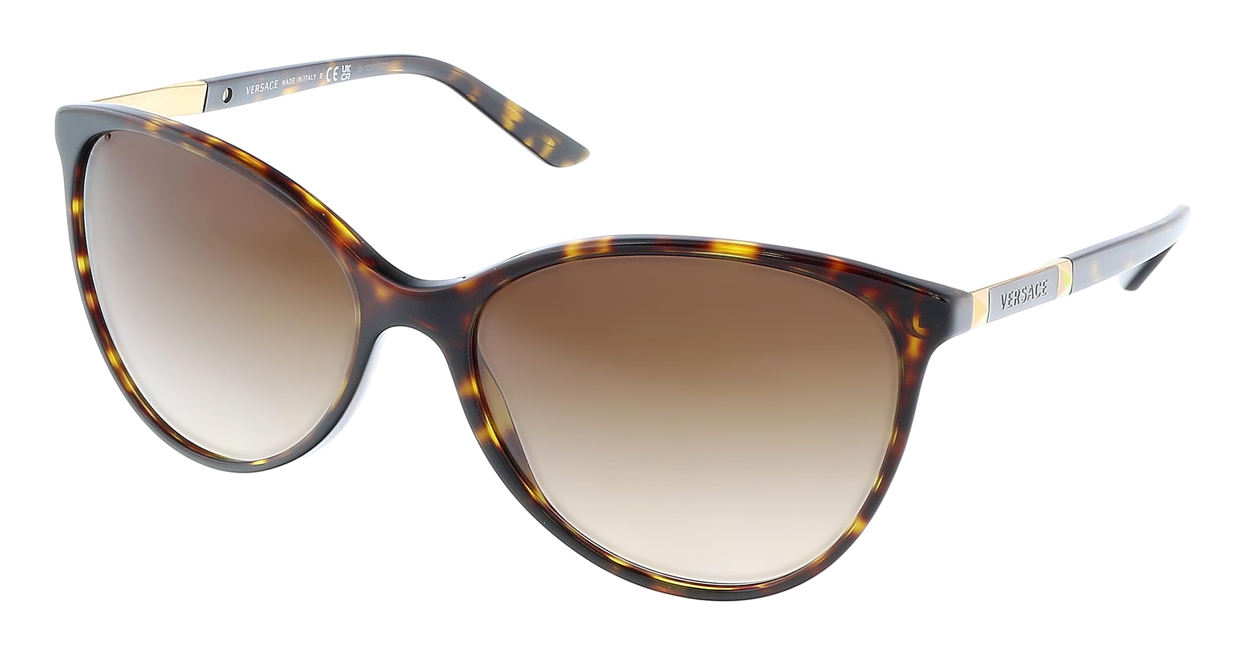 Versace VE 4260 108/13 Havana Plastic Cat Eye Sunglasses Brown Gradient Lens