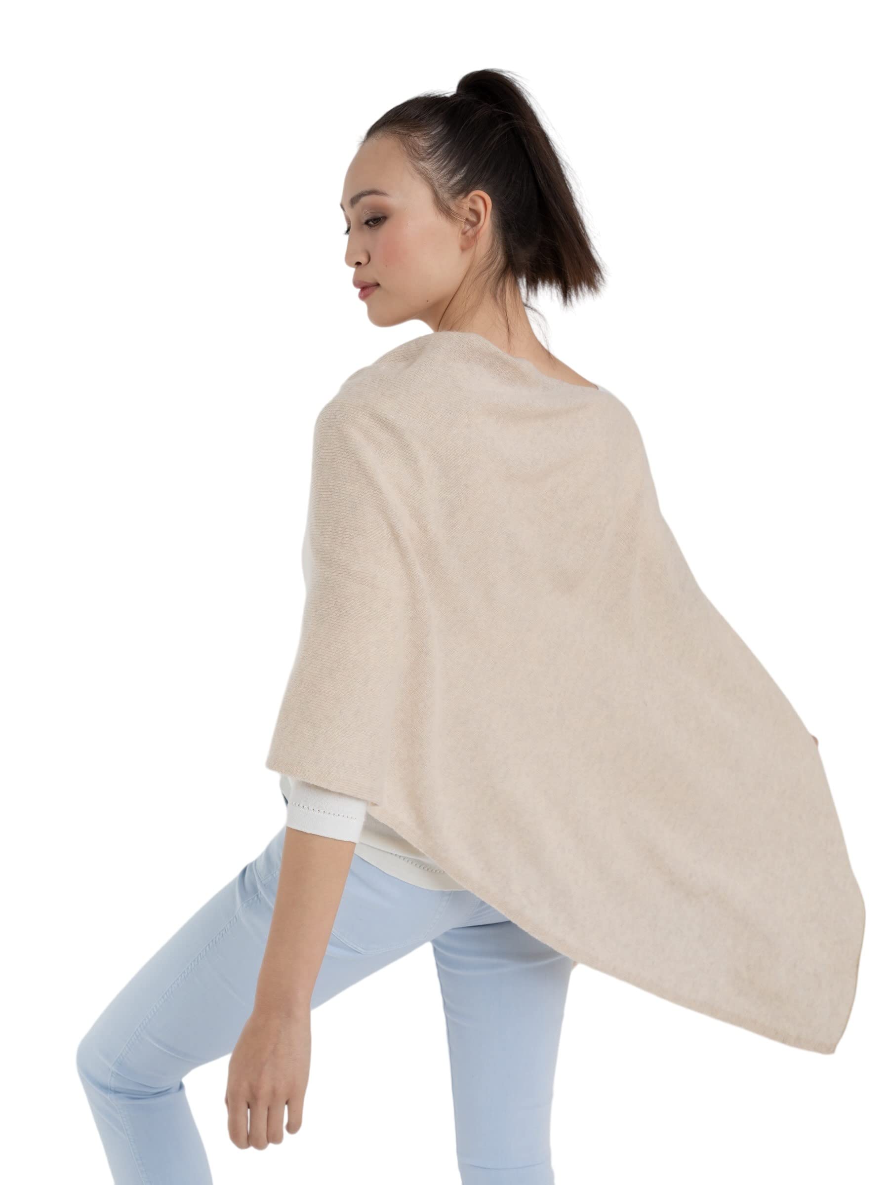 CLAUDIA NICHOLE by Alashan 100% Cashmere Luxe Dress Topper Poncho - Lightweight, Soft, Cozy & Versatile - One Size Fit with 60 Plus Colors- Great Gift Item- Dune/2316