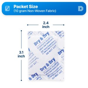 Dry & Dry 10 Gram [100 Packets] Silica Gel Packets, Desiccants - Rechargeable Fabric Silica Gel Packs, Silica Gel, Silica Packets, Desiccant Packs for Storage