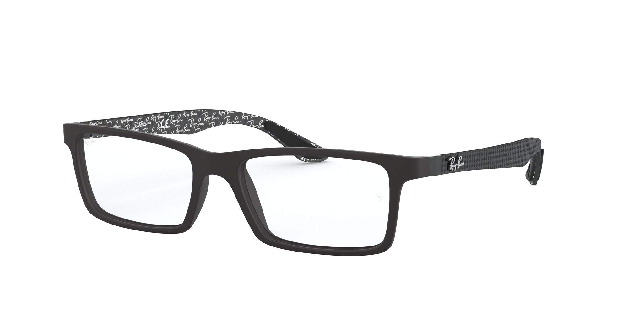 Ray-Ban RX8901 Rectangular Prescription Eyeglass Frames, Demi Gloss Black/Demo Lens, 53 mm