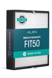 alen air filter ff50-pure replacement h13 true hepa filter for breathesmart fit50 air purifier - captures allergens, dust, & mold (1 filter)