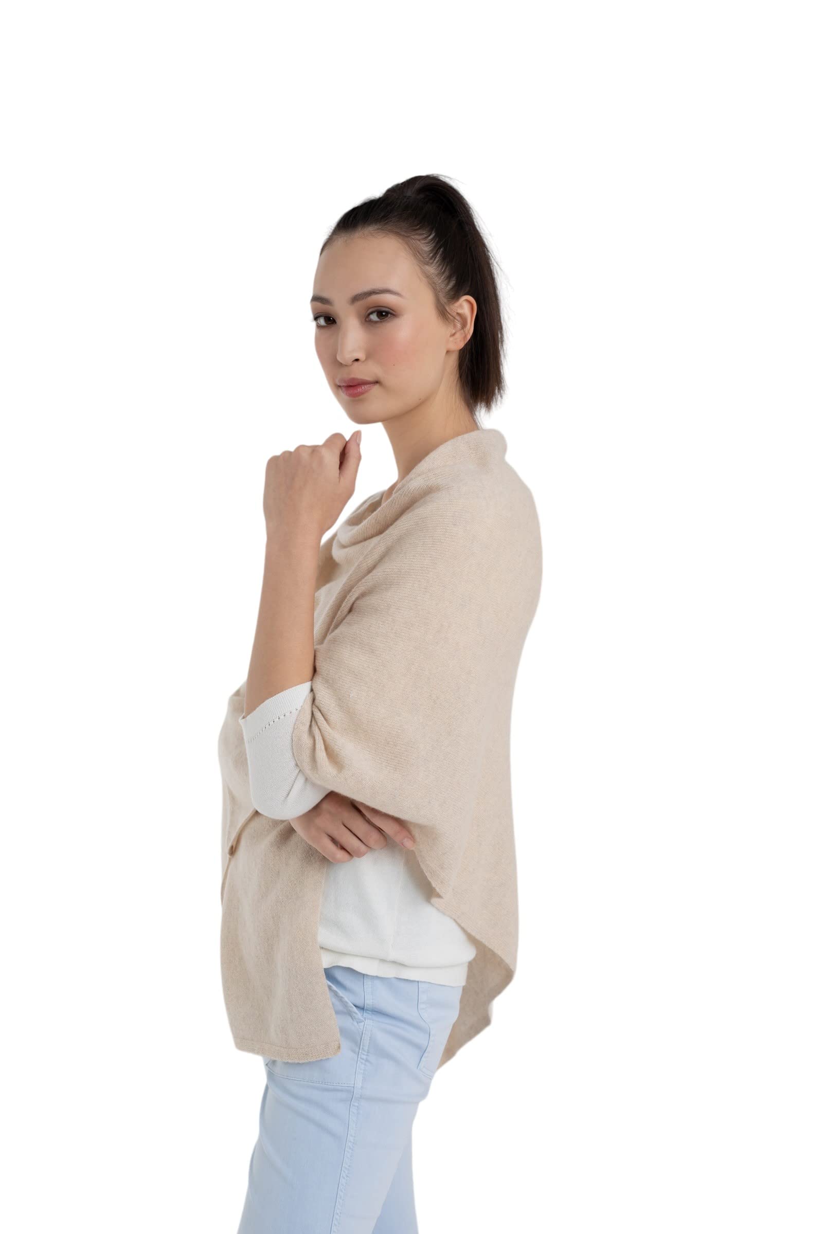 CLAUDIA NICHOLE by Alashan 100% Cashmere Luxe Dress Topper Poncho - Lightweight, Soft, Cozy & Versatile - One Size Fit with 60 Plus Colors- Great Gift Item- Dune/2316