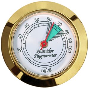 medium round analog hygrometer humidity gauge for humidors - color: gold