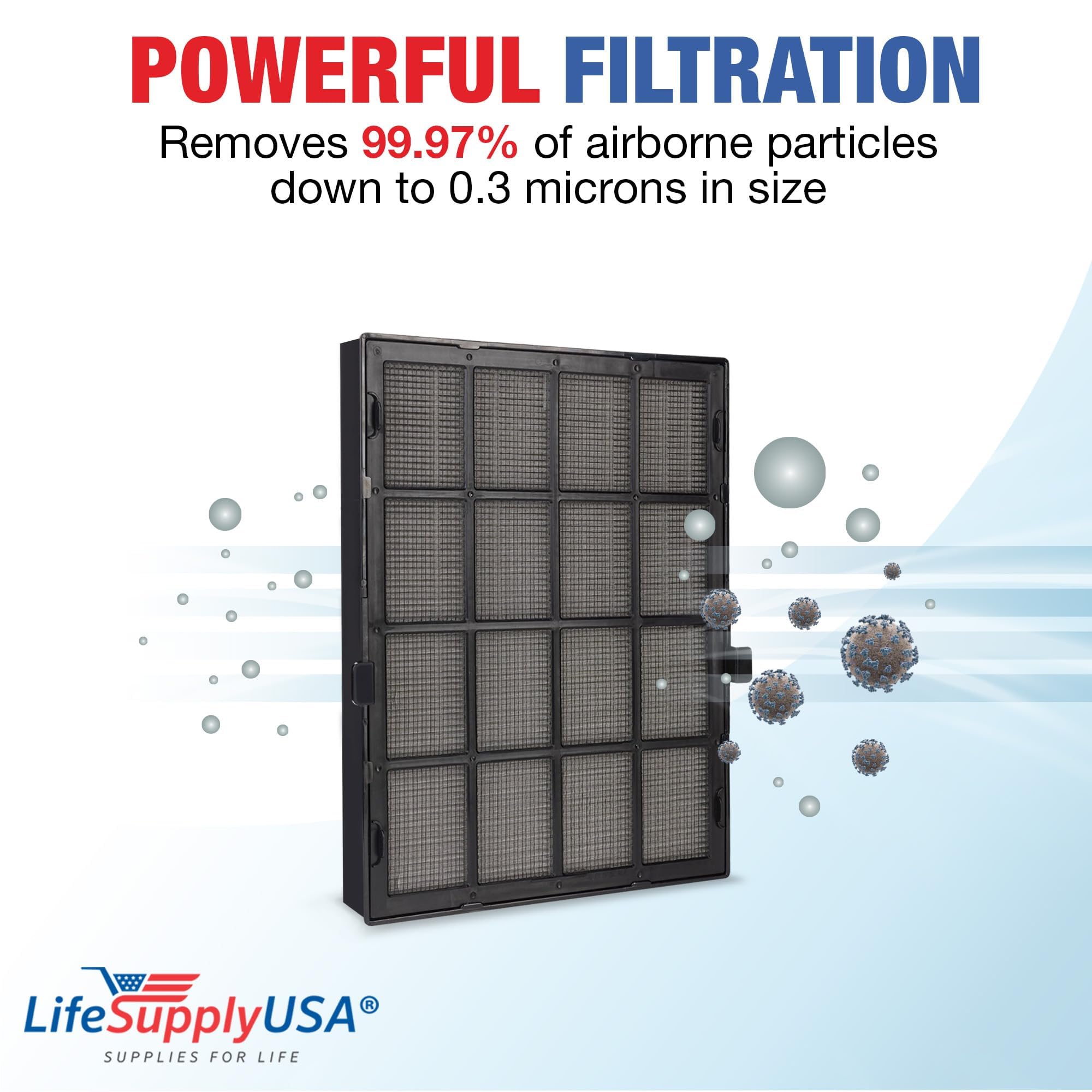 LifeSupplyUSA True HEPA Replacement Filter Compatible with Winix 114190 Size 21