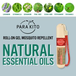 PARAKITO Roll-on Gel Mosquito Repellent for Kids & Adults | w/Vitamin E & Citronella Oil | Travel Size Bug Repellent for Hiking & Camping Accessories | DEET-Free Protection (0.67 oz)