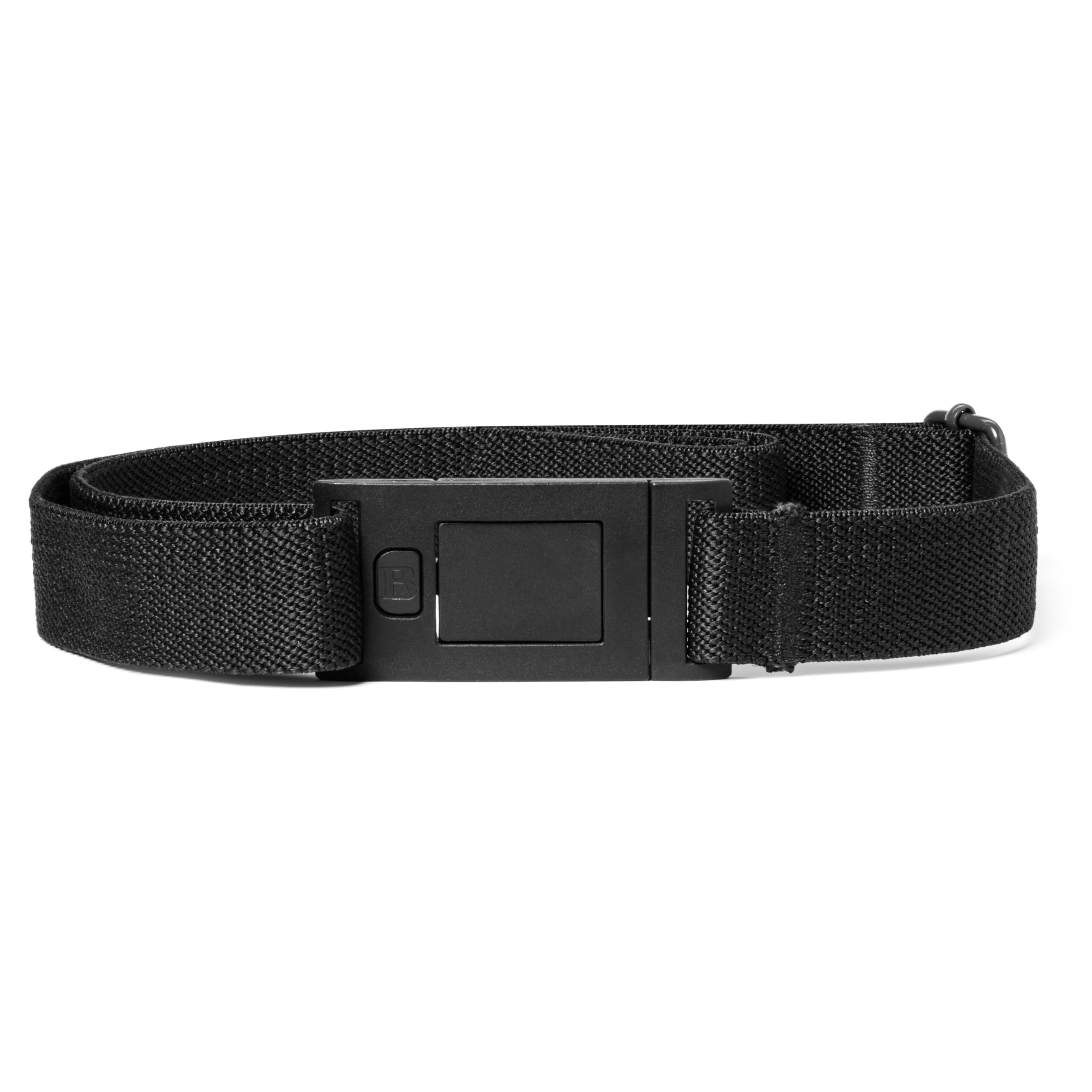 BELTAWAY Narrow No Show Adjustable Stretch Belt Narrow Flat Buckle Fits Through Small Skinnier Belt Loops (Black, one size (0-14))