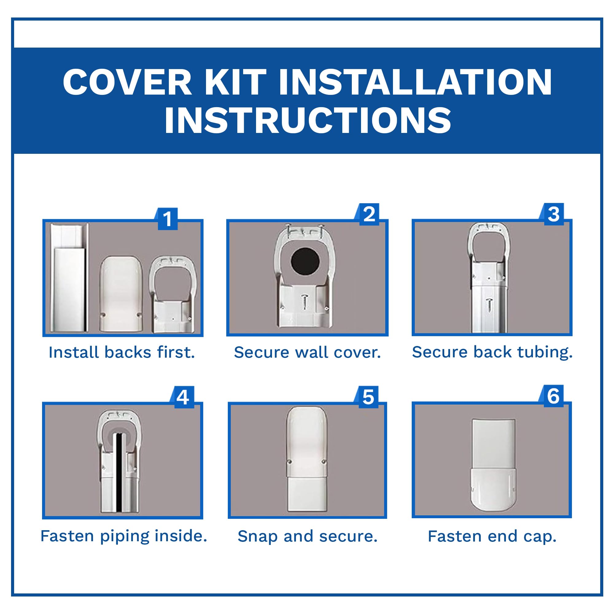 DuctlessAire White Paintable Mini Split Line Set Cover Kit - Weather Resistant, Easy Installation, Intended for Ductless Mini Split or Central Systems, 3" x 7.5 ft.