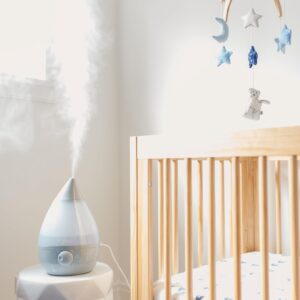 Crane Ultrasonic Cool Mist Humidifier for Bedroom, Baby Nursery, Kids Room, Plants, or Office, Large 1 Gallon Tank, Filter Optional, Grey