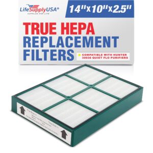 lifesupplyusa hepatech filter replacement compatible with hunter 30936 quiet flo air purifiers 30058 30085 30090 30095 30105 30117 30119 30130 36095 36117 36127 37090 30999