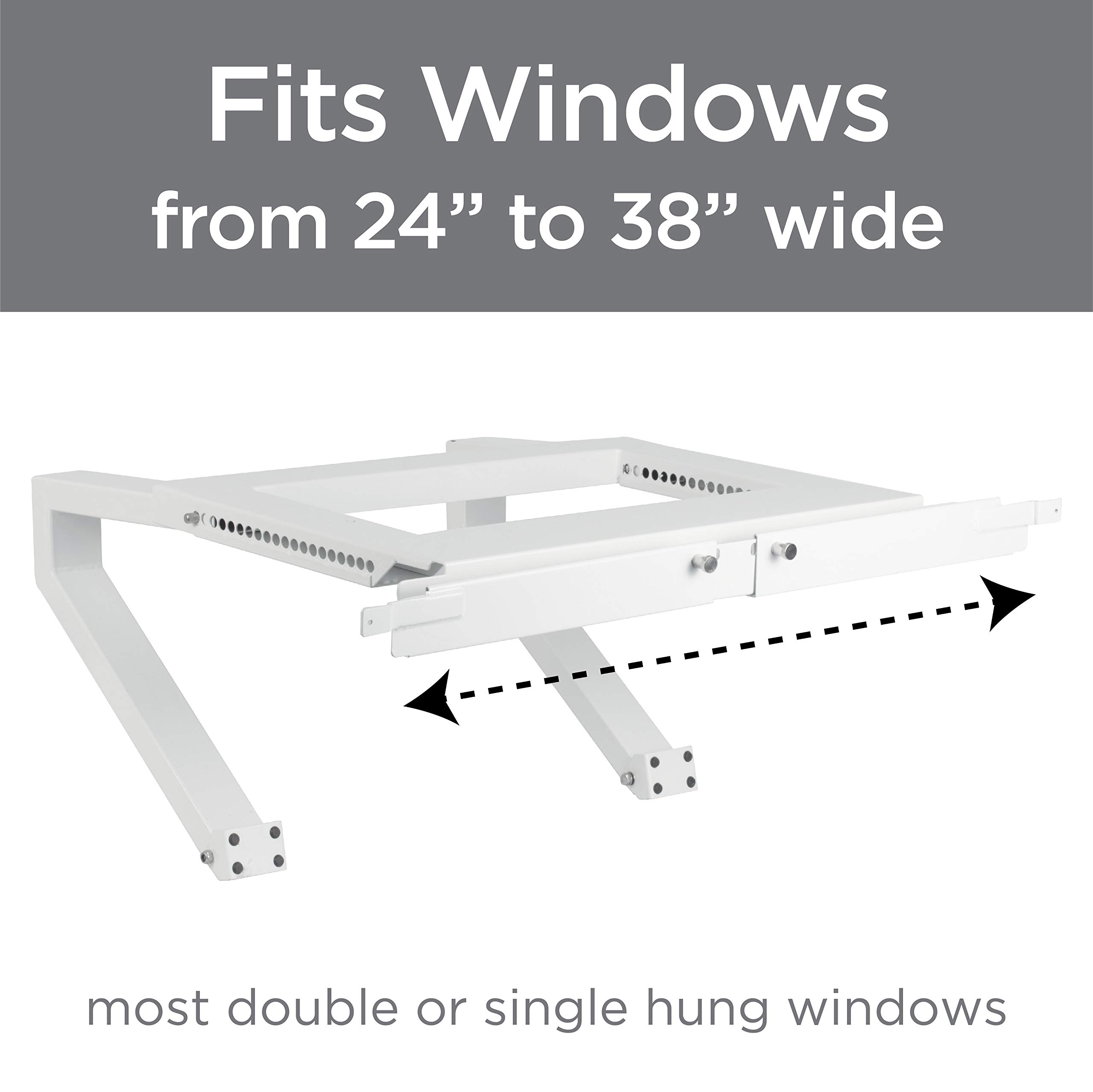 Top Shelf TSB-2438 Universal Heavy Duty Window Air Conditioner AC Support Bracket -Holds Up to 225 lbs., No Drilling or Tools Required, White