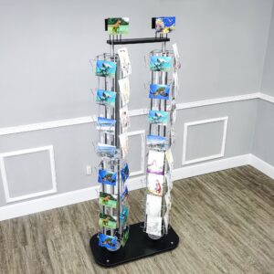 FixtureDisplays® DVD, CD, BlueRay, Literature,Greeting Card Postcard Rack Display High Capacity 64 Adjustable Pockets 5.1" to 10.6" Wide, up to 8" Tall Cards 11875