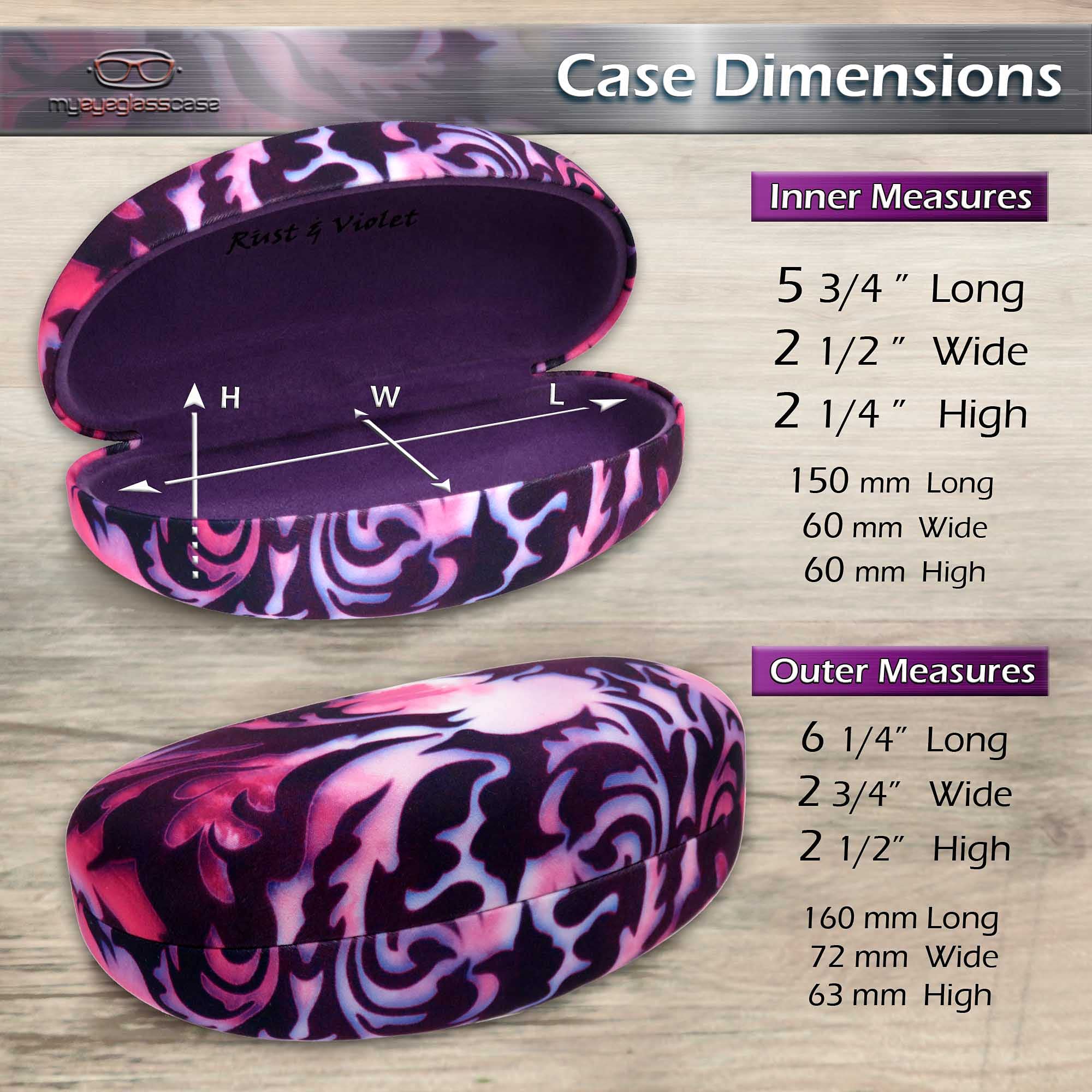 Large Hard Sunglasses Case | Glasses case holder with Drawstring pouch and cleaning Cloth | Eyeglass Case Hard Shell for Large Sunglasses Frames (AS413 Purple Damask)