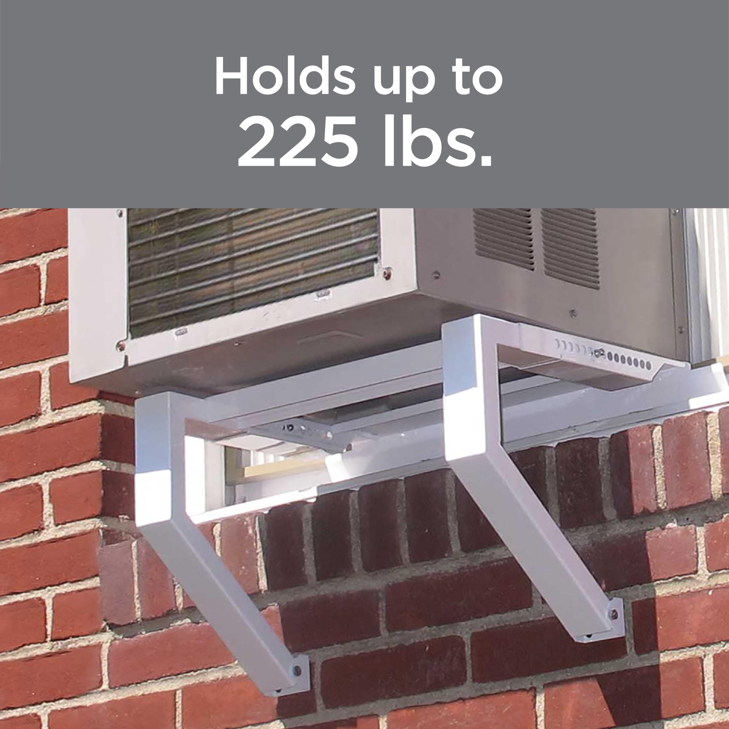 Top Shelf TSB-2438 Universal Heavy Duty Window Air Conditioner AC Support Bracket -Holds Up to 225 lbs., No Drilling or Tools Required, White