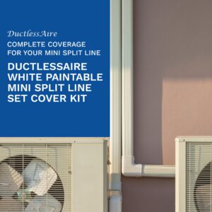 DuctlessAire White Paintable Mini Split Line Set Cover Kit - Weather Resistant, Easy Installation, Intended for Ductless Mini Split or Central Systems, 3" x 7.5 ft.