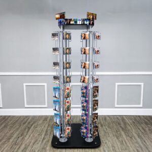 FixtureDisplays® DVD, CD, BlueRay, Literature,Greeting Card Postcard Rack Display High Capacity 128 Adjustable Pockets 5.1" to 10.6" Wide, up to 8" Tall Cards 11877