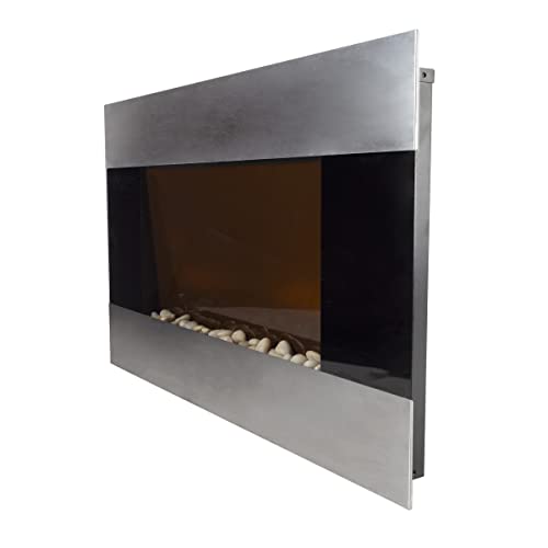 Northwest Electric Fireplace - 36 Inch Wall Mounted Fireplace Heater with Remote Control Adjustable LED Flame Brightness and Heat (Silver)