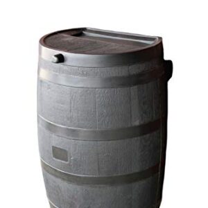 RTS Companies Inc Home Accents 50-Gallon ECO Rain Water Collection Barrel Made with 100% Recycled Plastic Spigot, Black