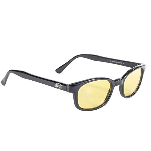 Original X-KD's Biker Shades Sunglasses Black Frames w/Yellow Lenses