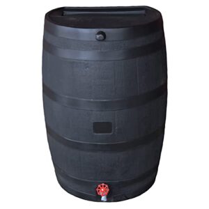 rts companies inc home accents 50-gallon eco rain water collection barrel made with 100% recycled plastic spigot, black