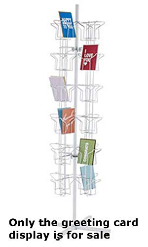 White 48 Pocket Greeting Card Display Rack with Top Sign Holder 65 H x 16 D