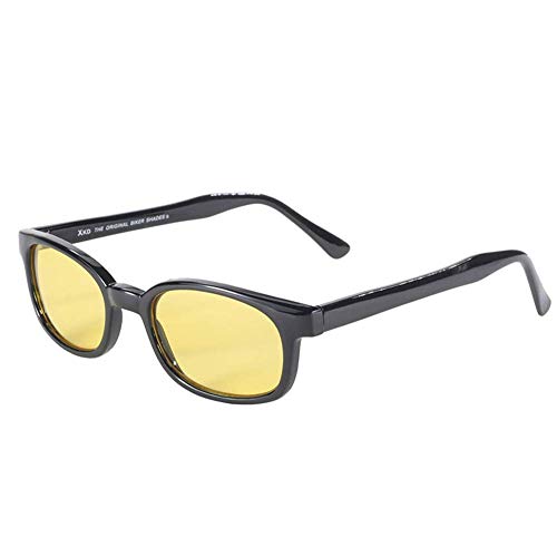 Original X-KD's Biker Shades Sunglasses Black Frames w/Yellow Lenses