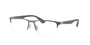 ray-ban rx6335 rectangular prescription eyeglass frames, matte gunmetal/demo lens, 56 mm