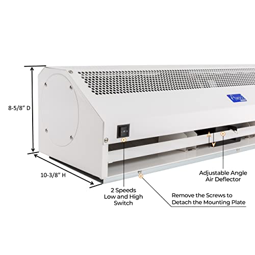 Awoco 36" Super Power 2 Speeds 1200CFM Commercial Indoor Air Curtain, UL Certified, 120V Unheated - Magnetic Door Switch Included