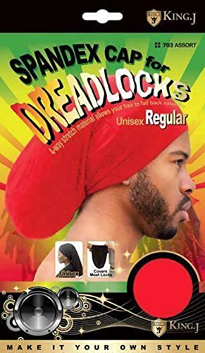 King.J Regular Size Unisex Spandex Cap For Dreadlocks, Black, 1 Count