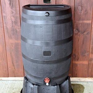 RTS Companies Inc Home Accents 50-Gallon ECO Rain Water Collection Barrel Made with 100% Recycled Plastic Spigot, Black