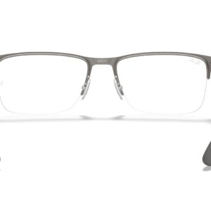 Ray-Ban RX6335 Rectangular Prescription Eyeglass Frames, Matte Gunmetal/Demo Lens, 56 mm