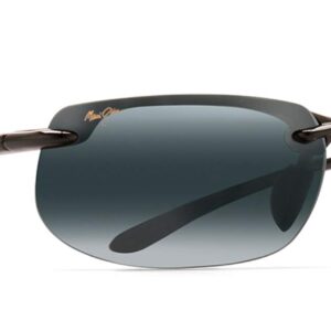 Maui Jim Banyans w/Patented PolarizedPlus2 Lenses Polarized Sport Sunglasses, Gloss Black/Neutral Grey, Large + 2