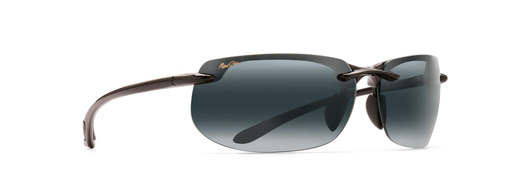 Maui Jim Banyans w/Patented PolarizedPlus2 Lenses Polarized Sport Sunglasses, Gloss Black/Neutral Grey, Large + 2