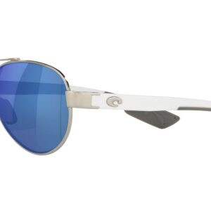 Costa Del Mar Womens Loreto Aviator Sunglasses, Palladium/Grey Blue Mirrored Polarized-580P, 56 mm