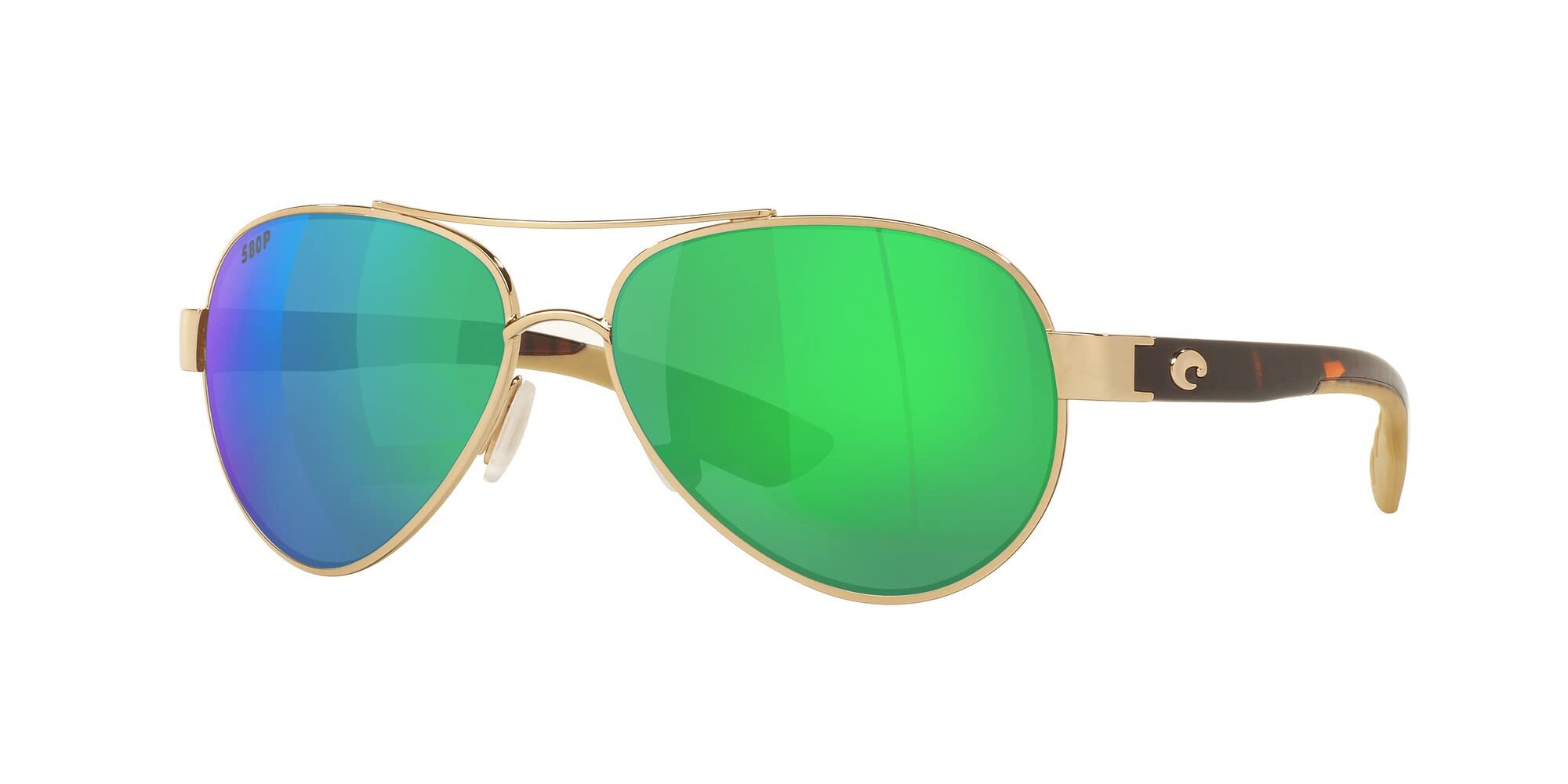 Costa Del Mar Unisex Sunglasses Rose Gold Frame, Green Mirror Lenses, 56MM