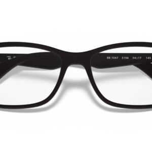 Ray-Ban RX7047 Rectangular Prescription Eyeglass Frames, Matte Black/Demo Lens, 54 mm