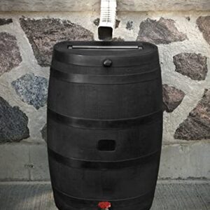 RTS Companies Inc Home Accents 50-Gallon ECO Rain Water Collection Barrel Made with 100% Recycled Plastic Spigot, Black