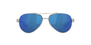 costa del mar womens loreto aviator sunglasses, palladium/grey blue mirrored polarized-580p, 56 mm