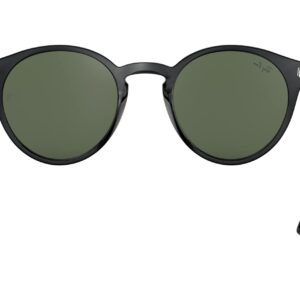 Ray-Ban RB2180 Round Sunglasses, Black/Dark Green, 49 mm