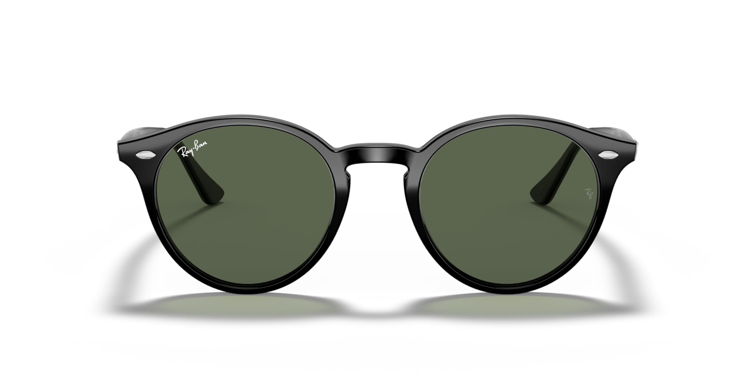 Ray-Ban RB2180 Round Sunglasses, Black/Dark Green, 49 mm