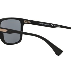 Emporio Armani Men's EA4047 Square Sunglasses, Rubber Black/Grey Polarized, 56 mm