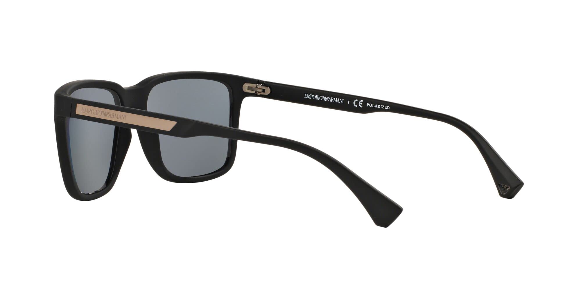 Emporio Armani Men's EA4047 Square Sunglasses, Rubber Black/Grey Polarized, 56 mm