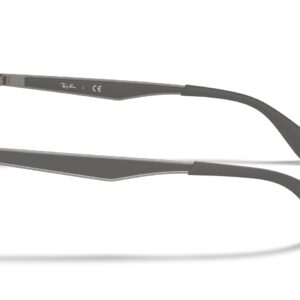 Ray-Ban RX6335 Rectangular Prescription Eyeglass Frames, Matte Gunmetal/Demo Lens, 56 mm