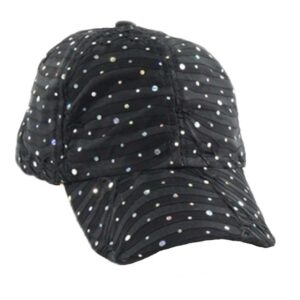 Glitter Sequin Sparkle Bling Game Baseball Cap Hat Sun Visor (Black)