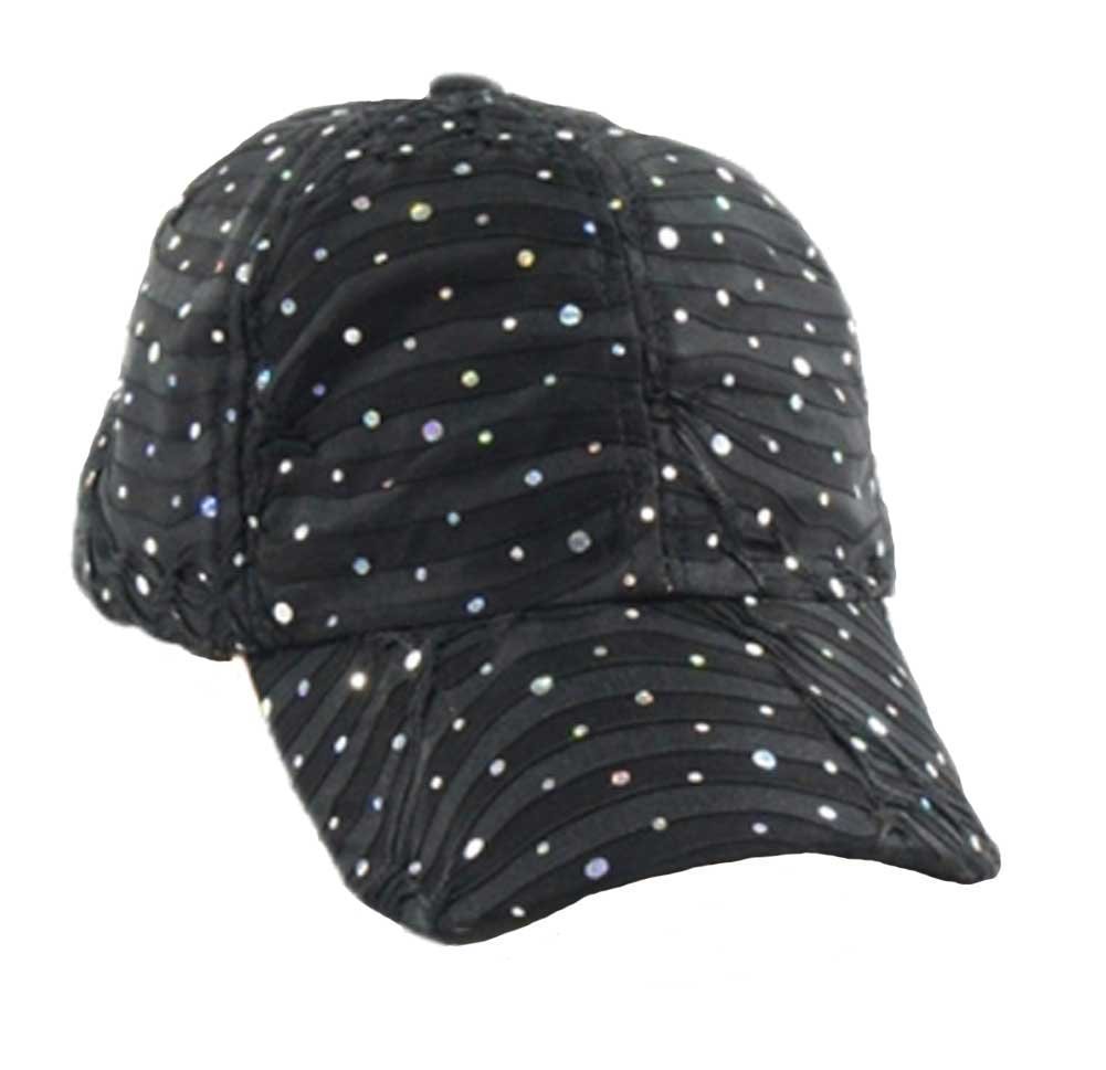 Glitter Sequin Sparkle Bling Game Baseball Cap Hat Sun Visor (Black)