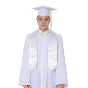 GraduationMall Unisex Adult Plain Graduation Stole 60" White